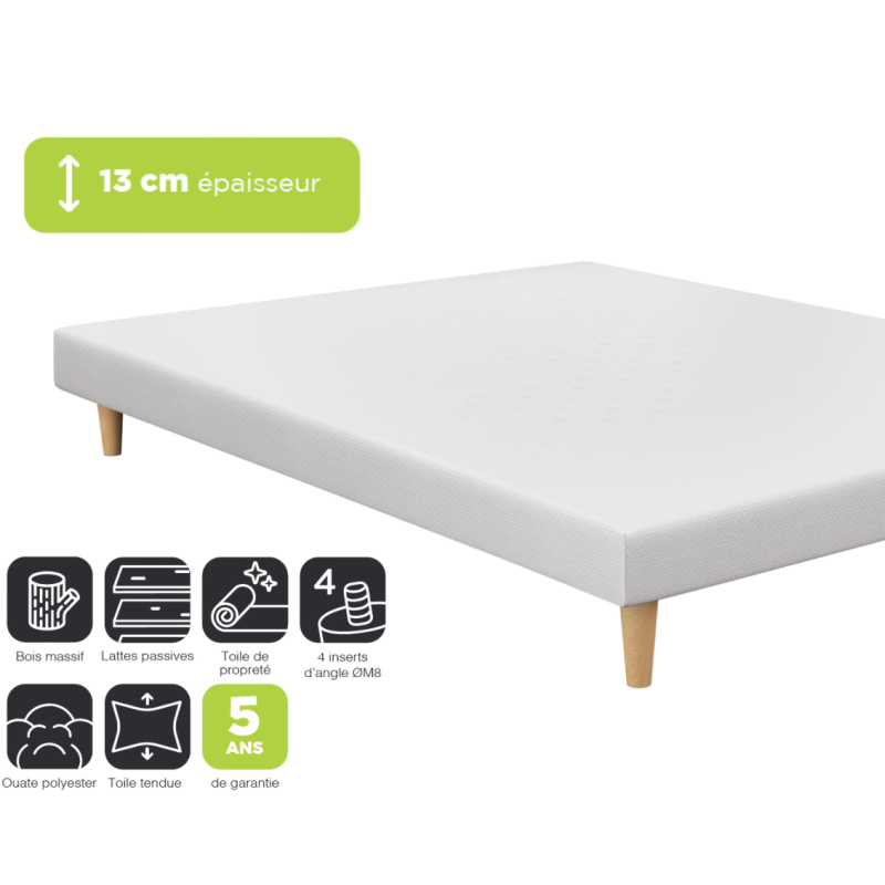 Sommier Tapissier Blanc Ht 13 cm