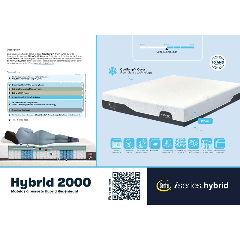 Matelas Serta Hybrid 2000 Collection iSeries : Offre Exclusive et Personnalisée en Magasin