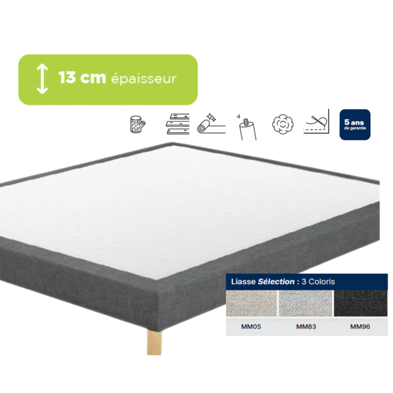 Sommier Tapissier Déco Ht13  Gris ou Anthracite